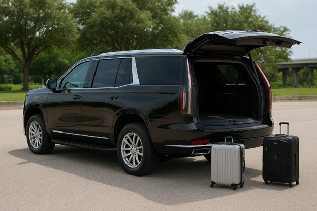 Cadillac Escalade luggage space for St. Pete–Clearwater Airport car service. Black Car Service. Luxury Car Service. PIE