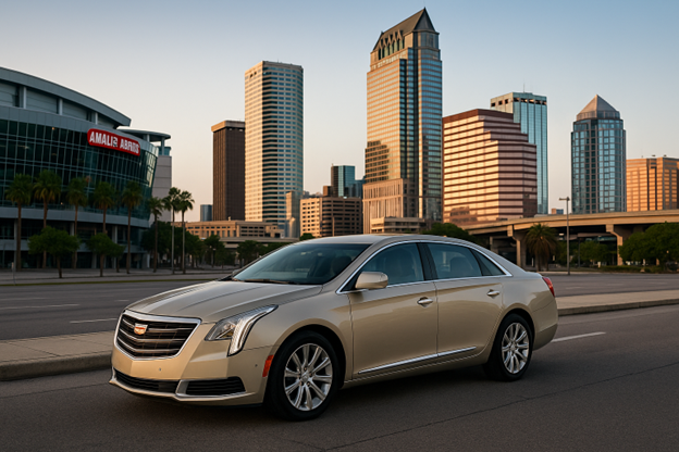Luxury car service in downtown Tampa near Amalie Arena